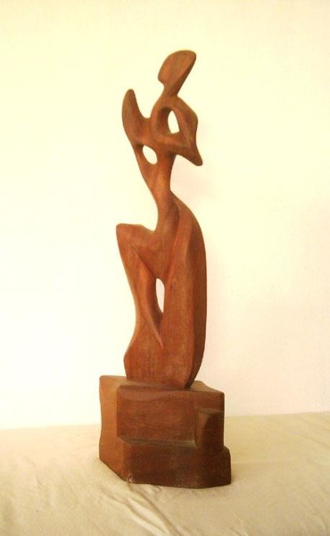 Sculpture titled "Quest" by Dhyaneswar Dausoa, Original Artwork, Wood
