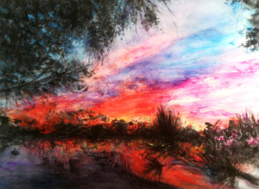 Schilderij getiteld "color sky" door Di Hao, Origineel Kunstwerk, Aquarel