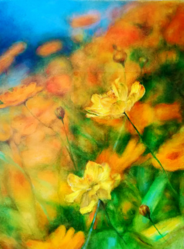 Peinture intitulée "yellow flower" par Di Hao, Œuvre d'art originale, Huile