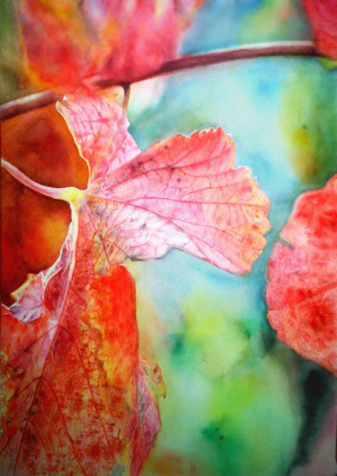 Painting titled "autumn" by Di Hao, Original Artwork, Watercolor