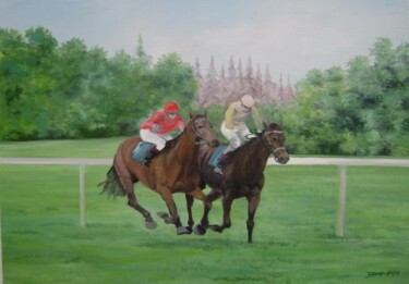 Pintura intitulada "Corrida no Jockey" por Di Magalhães, Obras de arte originais