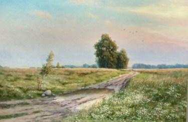 Картина под названием "Дорога в поле" - Дмитрий Юрченко, Подлинное произведение искусства, Масло