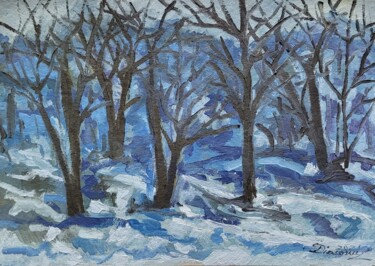 Painting titled "Winter Landscape" by Diaconu Stefan Ioan, Original Artwork, Oil