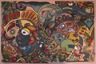 Malerei mit dem Titel "“Lost City”" von Diako Art, Original-Kunstwerk, Marker
