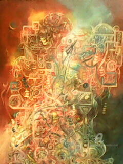 Картина под названием "AL OSTORA" - Diam7 Abderrahim, Подлинное произведение искусства, Масло Установлен на Деревянная рама…