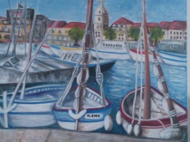 Painting titled "le port de sanary" by Michele Diamant-Wawer, Original Artwork, Oil