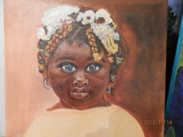 Painting titled "PETITE AFRICAINE AU…" by Michele Diamant-Wawer, Original Artwork, Acrylic