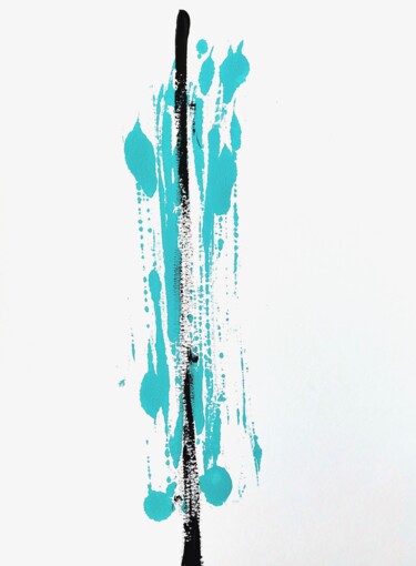 Dessin intitulée "Blue and Black" par Diana Becerra, Œuvre d'art originale, Acrylique