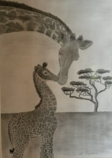 Dessin intitulée "giraffe" par Nordin, Œuvre d'art originale, Crayon