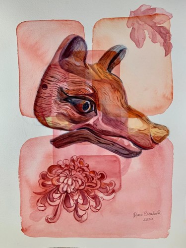 Painting titled "Contemplation" by Diana Canales, Original Artwork, Watercolor