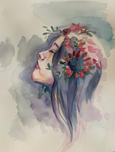 Painting titled "Spring" by Diana Canales, Original Artwork, Watercolor