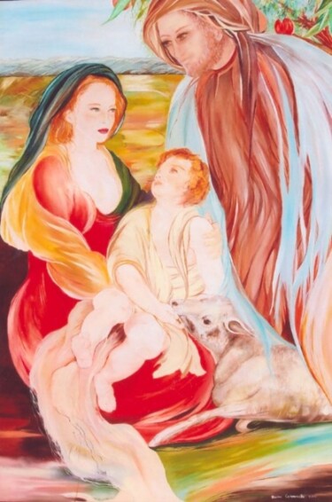 Painting titled "La Sacra Famiglia" by Diana Carnevale, Original Artwork
