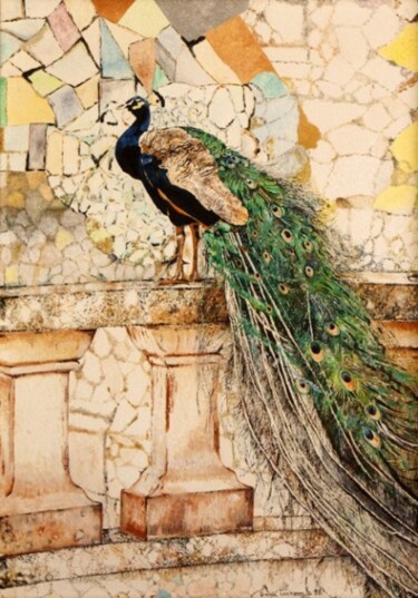 Pittura intitolato "Il pavone" da Diana Carnevale, Opera d'arte originale