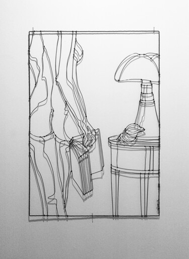 Sculpture intitulée "Sculpture murale nu…" par Diana Delaplace, Œuvre d'art originale, Fil de fer