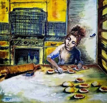 Painting titled "Kitchen Decor: Oil…" by Diana Dimova - Traxi, Original Artwork, Oil