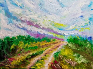 Painting titled "Landscape, Love, Ho…" by Diana Dimova - Traxi, Original Artwork, Oil