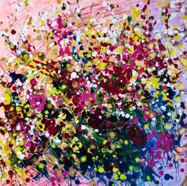 Painting titled "Abstract Pink Acryl…" by Diana Dimova - Traxi, Original Artwork, Acrylic