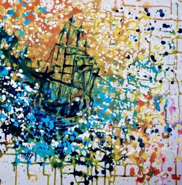 Pintura titulada "Ship Abstract paint…" por Diana Dimova - Traxi, Obra de arte original, Acrílico