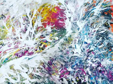 Painting titled "White Abstract Snow…" by Diana Dimova - Traxi, Original Artwork, Acrylic
