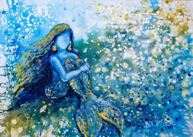 Malerei mit dem Titel "Sea Blue Abstract G…" von Diana Dimova - Traxi, Original-Kunstwerk, Acryl