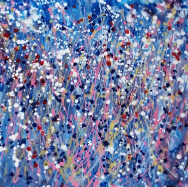 Painting titled "Blue Abstract Night…" by Diana Dimova - Traxi, Original Artwork, Acrylic