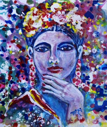 Картина под названием "Abstract Portrait W…" - Diana Dimova - Traxi, Подлинное произведение искусства, Акрил