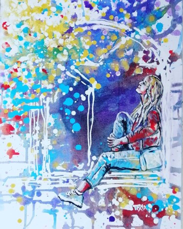 Картина под названием "Colorful Abstract…" - Diana Dimova - Traxi, Подлинное произведение искусства, Акрил Установлен на Дер…