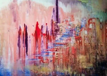 Painting titled "Abstract in Pink, O…" by Diana Dimova - Traxi, Original Artwork, Acrylic Mounted on Wood Stretcher frame