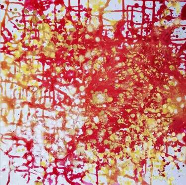 Malerei mit dem Titel "Red and Gold Abstra…" von Diana Dimova - Traxi, Original-Kunstwerk, Acryl