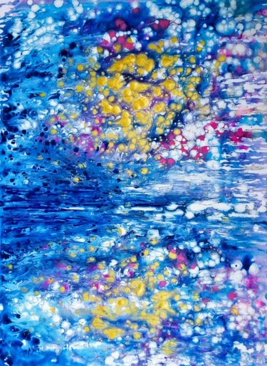 Painting titled "Abstract Reflection…" by Diana Dimova - Traxi, Original Artwork, Acrylic Mounted on Wood Stretcher frame