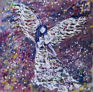 Peinture intitulée "Painting with Angel…" par Diana Dimova - Traxi, Œuvre d'art originale, Acrylique