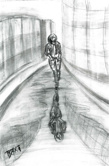 绘画 标题为“Woman with Herself…” 由Diana Dimova - Traxi, 原创艺术品, 木炭