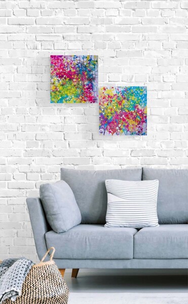 Peinture intitulée "Colorful Happy Set…" par Diana Dimova - Traxi, Œuvre d'art originale, Acrylique