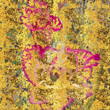 Digital Arts titled "Golden Gladiola abs…" by Diana Editoiu, Original Artwork, 2D Digital Work