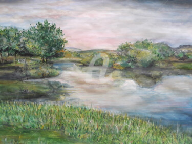 Painting titled "Meet me by the river" by Diana Editoiu, Original Artwork, Watercolor