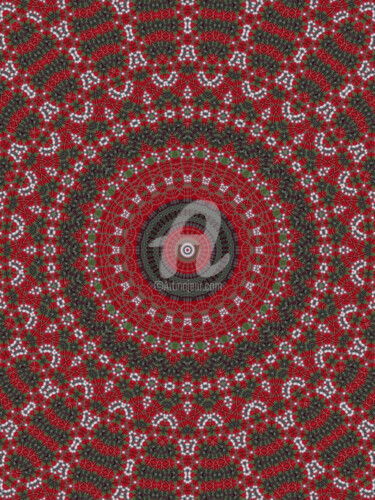 Digital Arts titled "Red ethnic mandala…" by Diana Editoiu, Original Artwork, 2D Digital Work