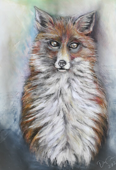 Ζωγραφική με τίτλο "The sacred fox" από Diana Editoiu, Αυθεντικά έργα τέχνης, Ακουαρέλα