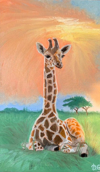 Картина под названием "Жираф. Giraffe" - Диана Гилевич, Подлинное произведение искусства, Масло