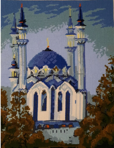 mosque Art textile intitulée "mosque" par Diana Grom, Œuvre d'art originale, Broderie