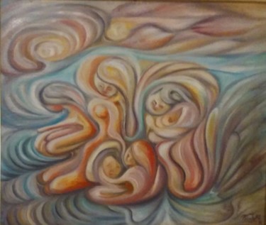 Painting titled ""Claro de Luna"" by Valentin Hernandez Useche, Original Artwork, Oil Mounted on Wood Panel