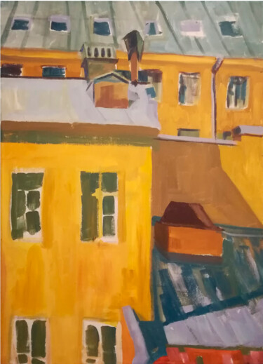 Картина под названием "Крыша" - Диана Иванова, Подлинное произведение искусства, Акрил