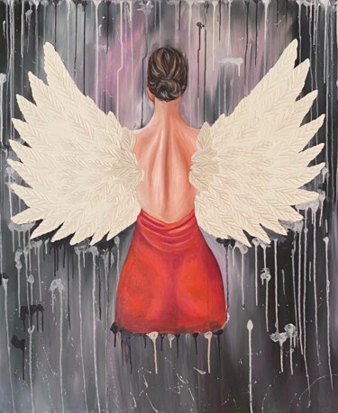 Pintura titulada "Kobieta anoił" por Diana Kasiian, Obra de arte original, Oleo
