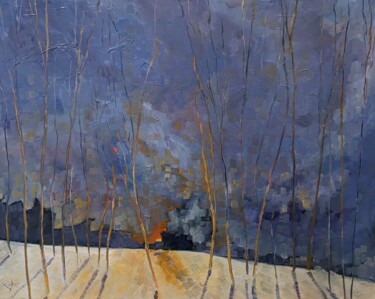 Schilderij getiteld "Dezember Sonnenunte…" door Diana Knepper, Origineel Kunstwerk, Olie Gemonteerd op Frame voor houten bra…