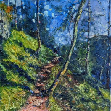 Painting titled "Waldwege in Schongau" by Diana Knepper, Original Artwork, Oil Mounted on Wood Stretcher frame