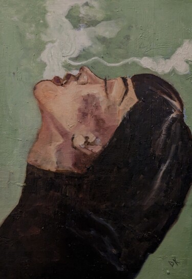 Malerei mit dem Titel "Rauchkopf" von Diana Knepper, Original-Kunstwerk, Öl Auf Holzplatte montiert