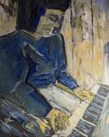 Painting titled "Blues" by Diana Knepper, Original Artwork, Oil Mounted on Wood Stretcher frame