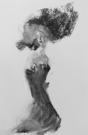 Dessin intitulée "Smoke" par Diana Knepper, Œuvre d'art originale, Fusain