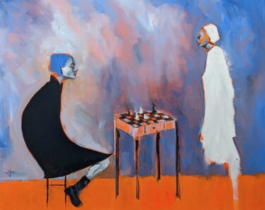 Painting titled "Das Spiel" by Diana Knepper, Original Artwork, Oil Mounted on Wood Stretcher frame