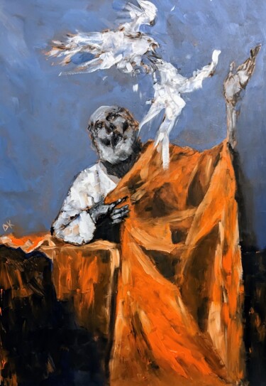 Pittura intitolato "Der Streit der weiß…" da Diana Knepper, Opera d'arte originale, Olio Montato su Pannello di legno