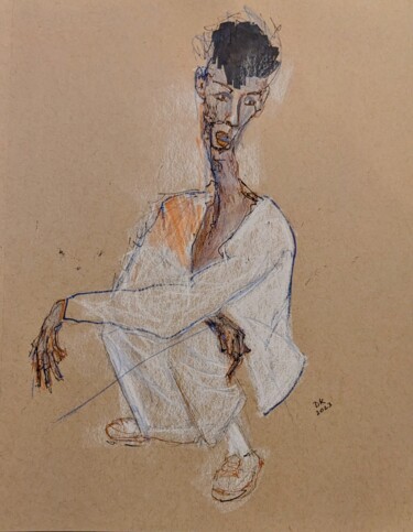 Dibujo titulada "Mann im weißen Anzug" por Diana Knepper, Obra de arte original, Pastel